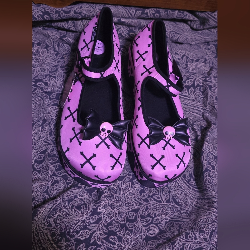 Gothic Pink Bones Mary Jane Platform Shoes